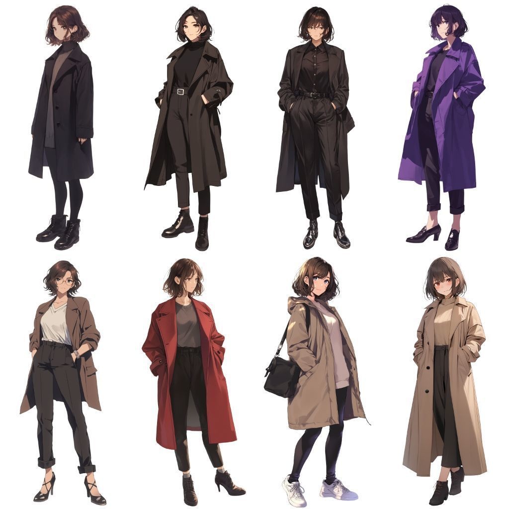 【透過素材】立ち絵・冬服/女性50枚