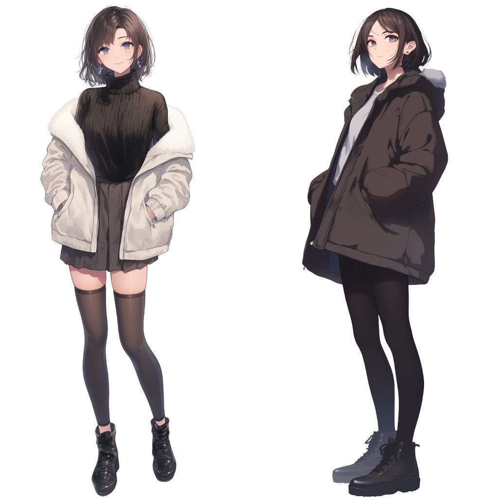 【透過素材】立ち絵・冬服/女性50枚