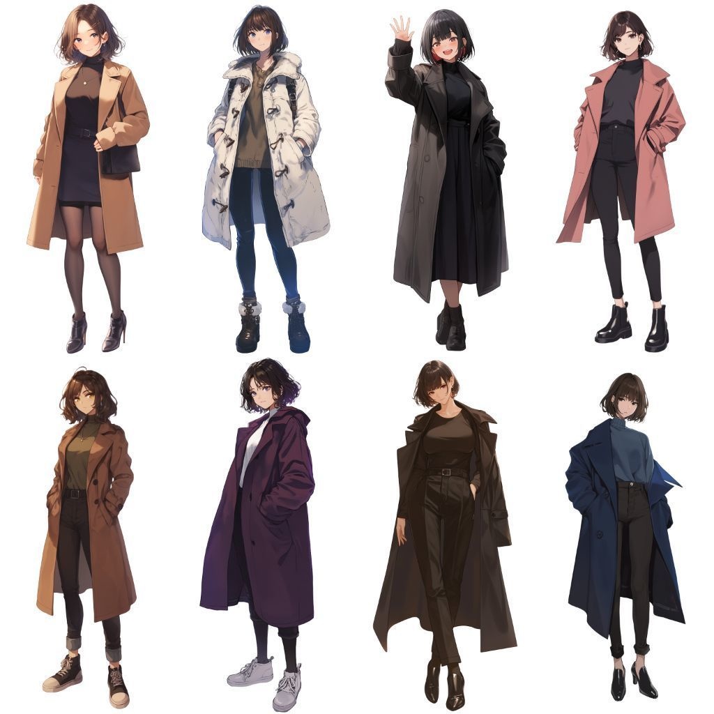 【透過素材】立ち絵・冬服/女性50枚