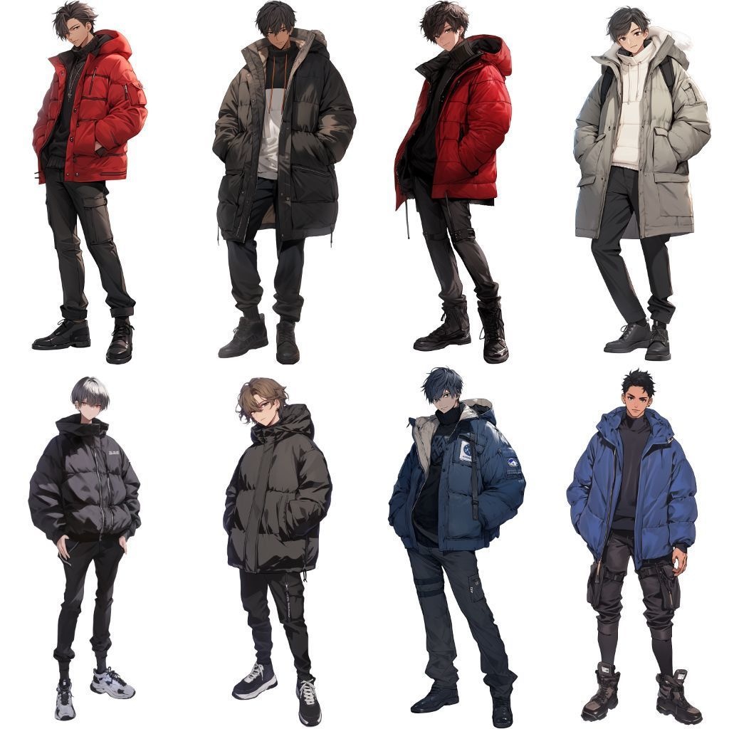 【透過素材】立ち絵・冬服/男性50枚