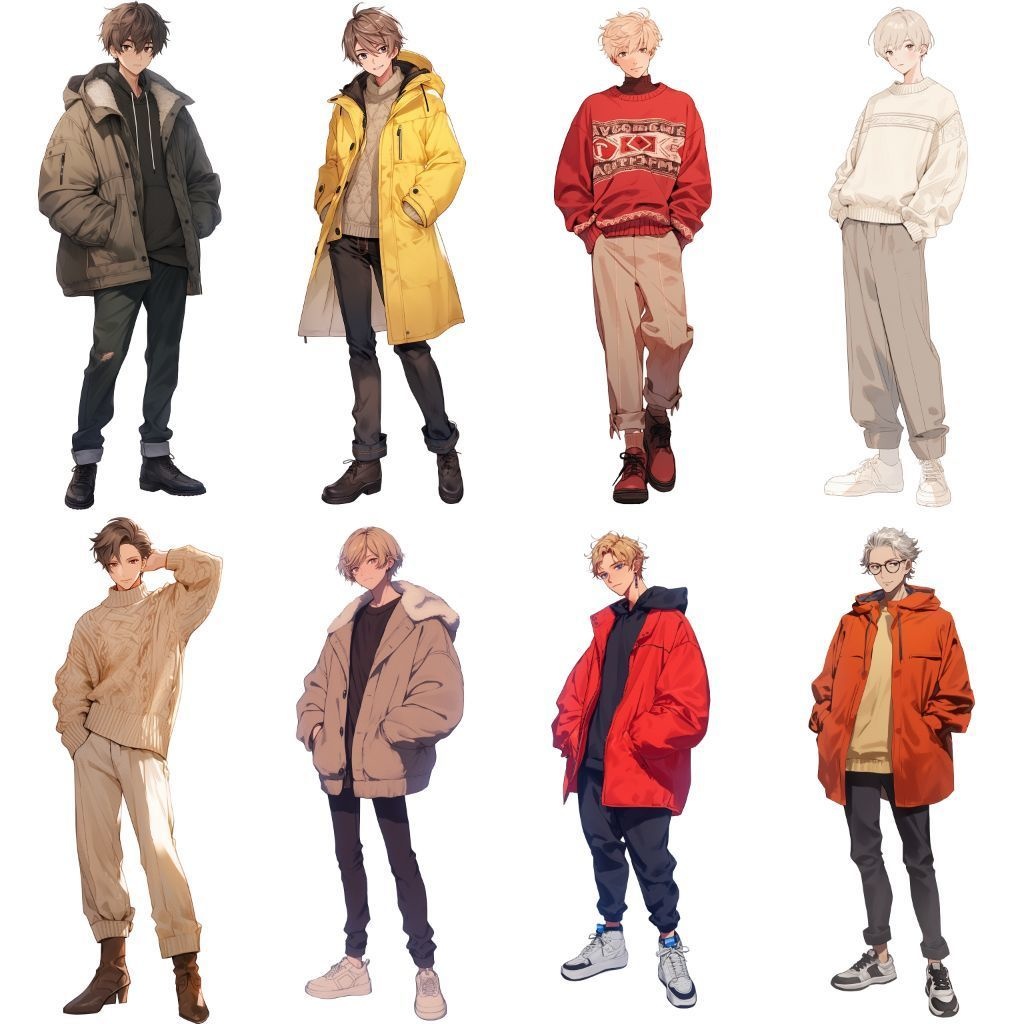 【透過素材】立ち絵・冬服/男性50枚