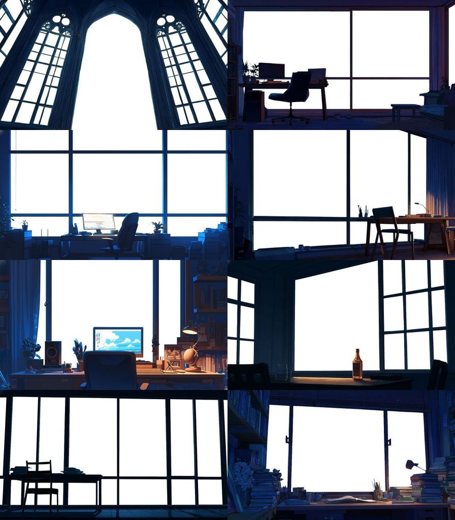 【透過素材】窓だけ透過50枚(部屋、学校、宇宙船、電車内、カフェ)