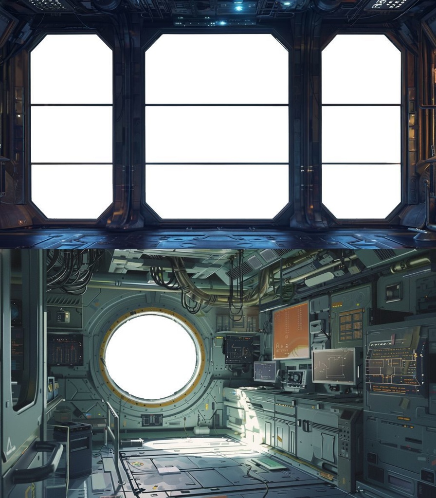 【透過素材】窓だけ透過50枚(部屋、学校、宇宙船、電車内、カフェ)