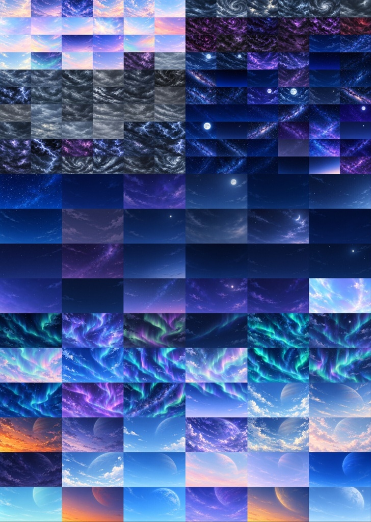 無料【透過素材】フィールド作成用セット(跡,草木,雲,山,岩,空)