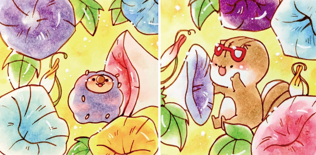 ミニ原画_2つセット(あさがおでお話)