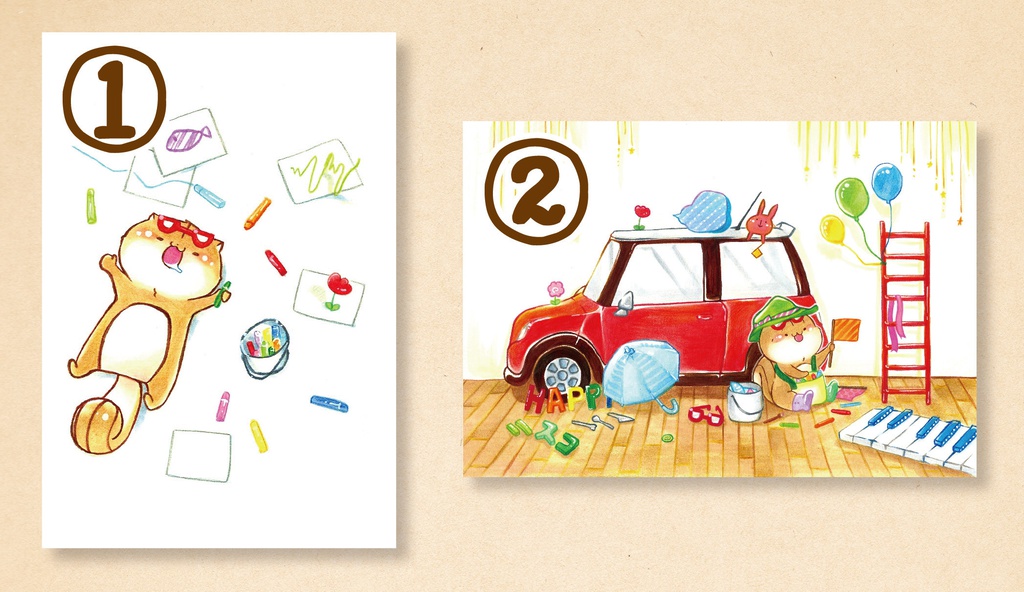 お絵描きリスコシリーズ2　(ポストカード)