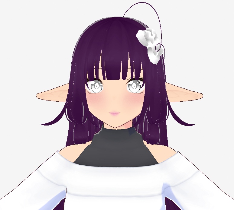 Elf girl purple hair cute vtuber model 3d