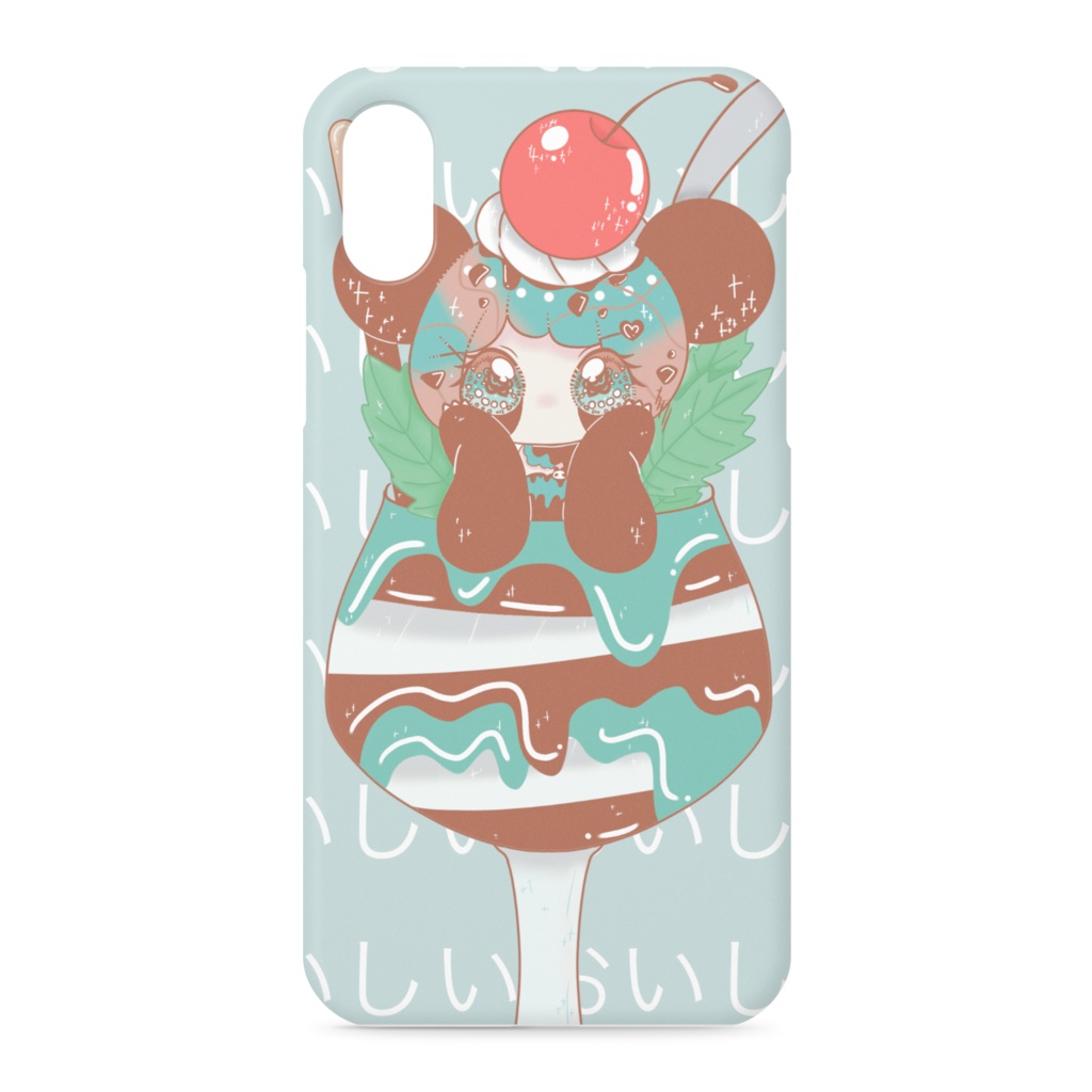 【iPhoneケース XS/X】チョコミントパンダパフェ