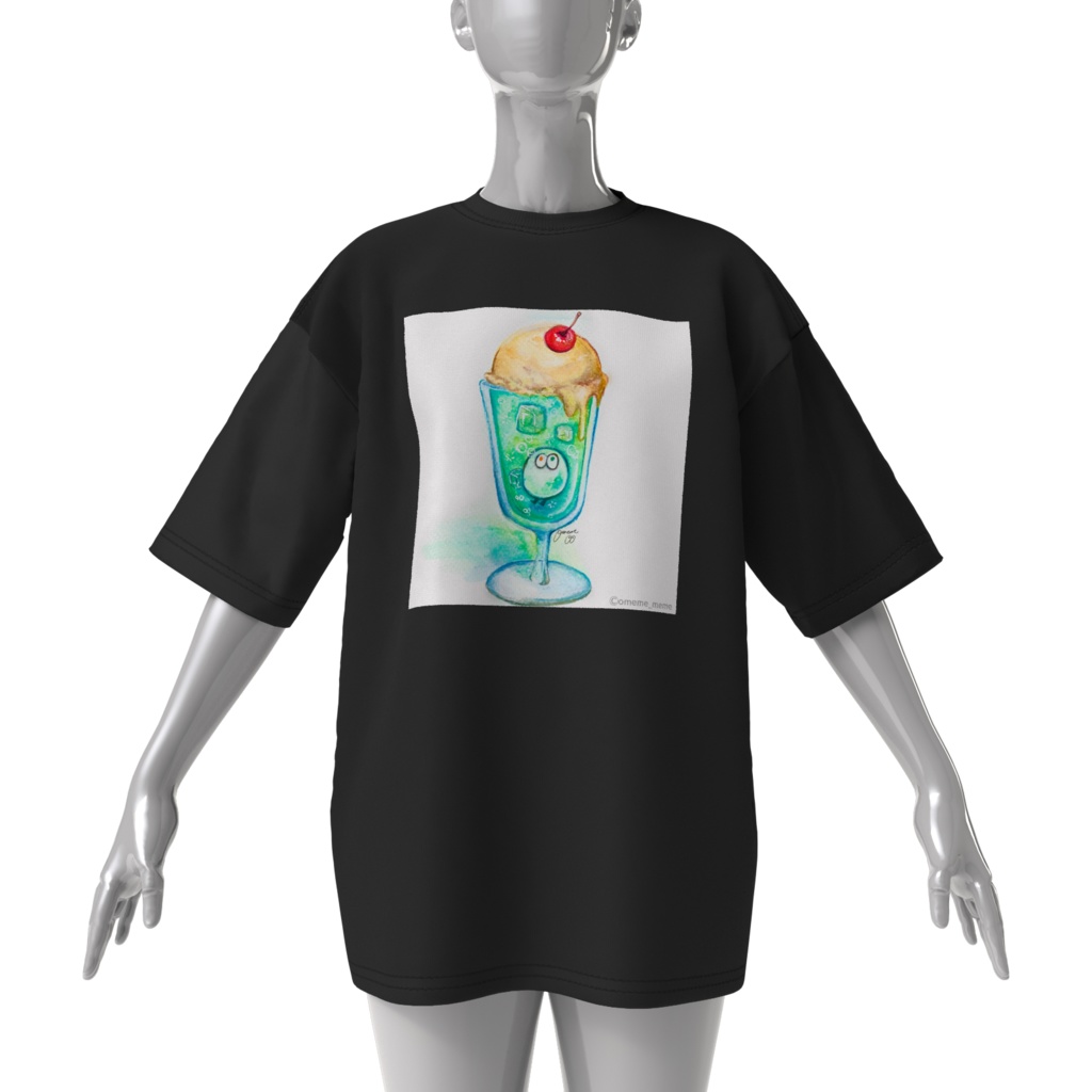 【ビックシルエットTシャツ】メロンクリームソーダおめめ