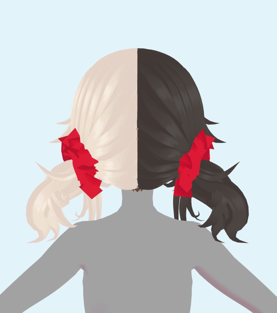 【VRoid 】♥ Two Hair 2n1 ♥ 2本の髪 pigtail hairstyle AND long hair! ♥