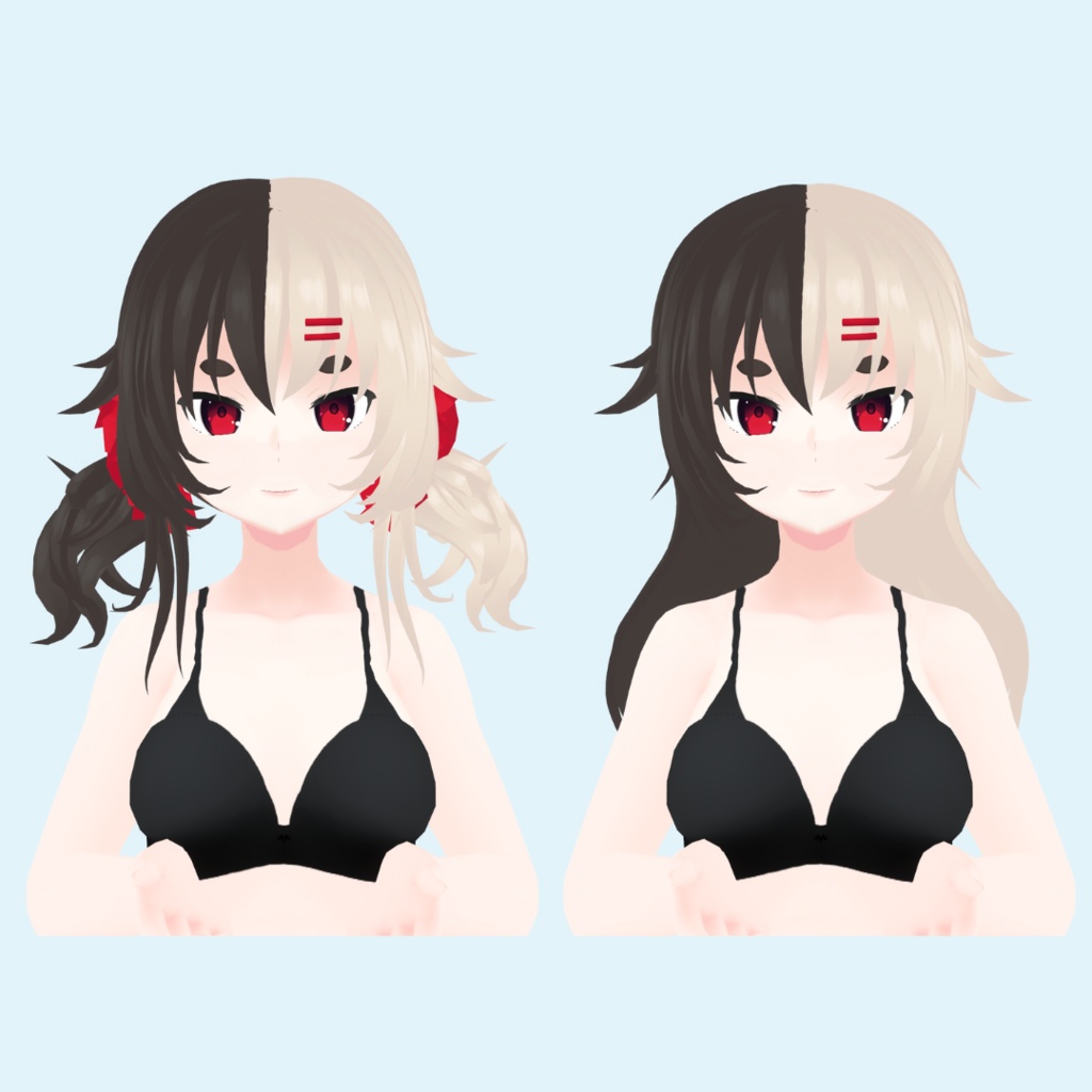 【VRoid 】♥ Two Hair 2n1 ♥ 2本の髪 pigtail hairstyle AND long hair! ♥