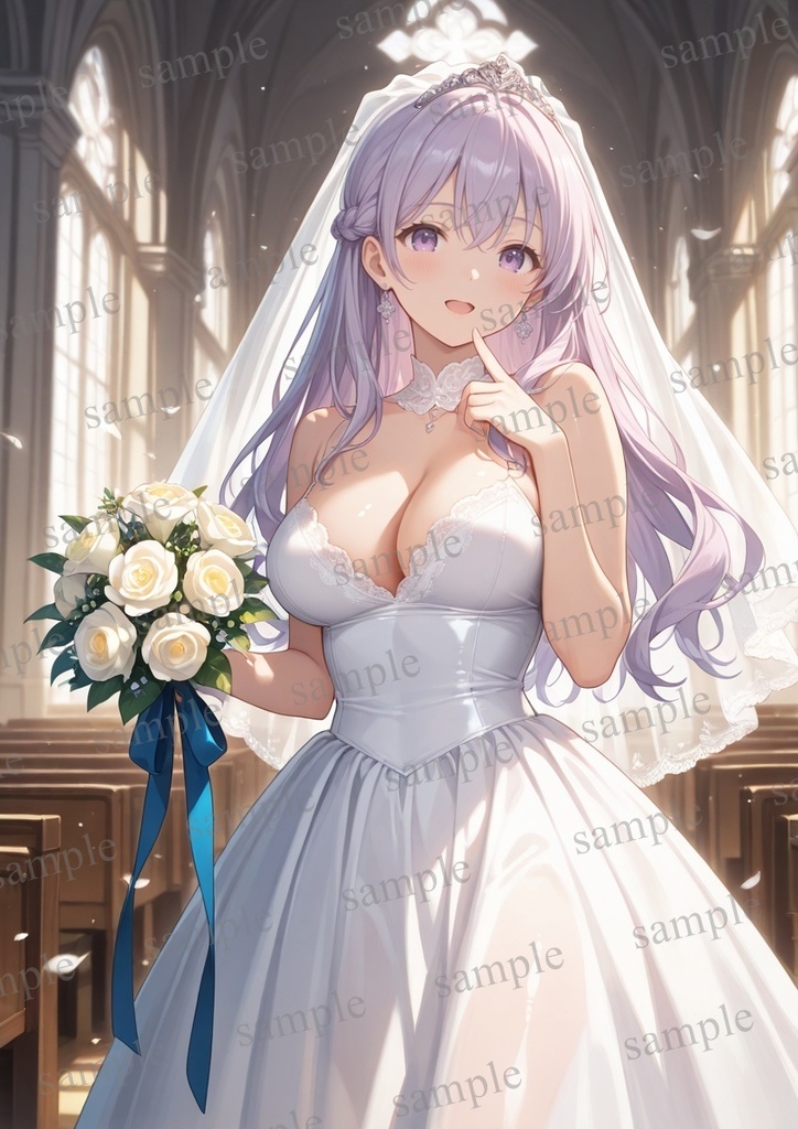 【10枚セット】有栖川凛 オリジナル 美少女 AIイラスト ポスター ウエディングドレス