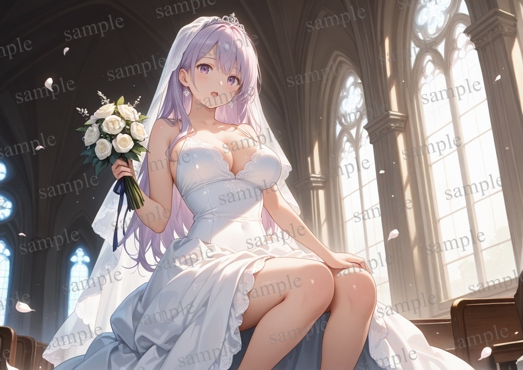 【10枚セット】有栖川凛 オリジナル 美少女 AIイラスト ポスター ウエディングドレス