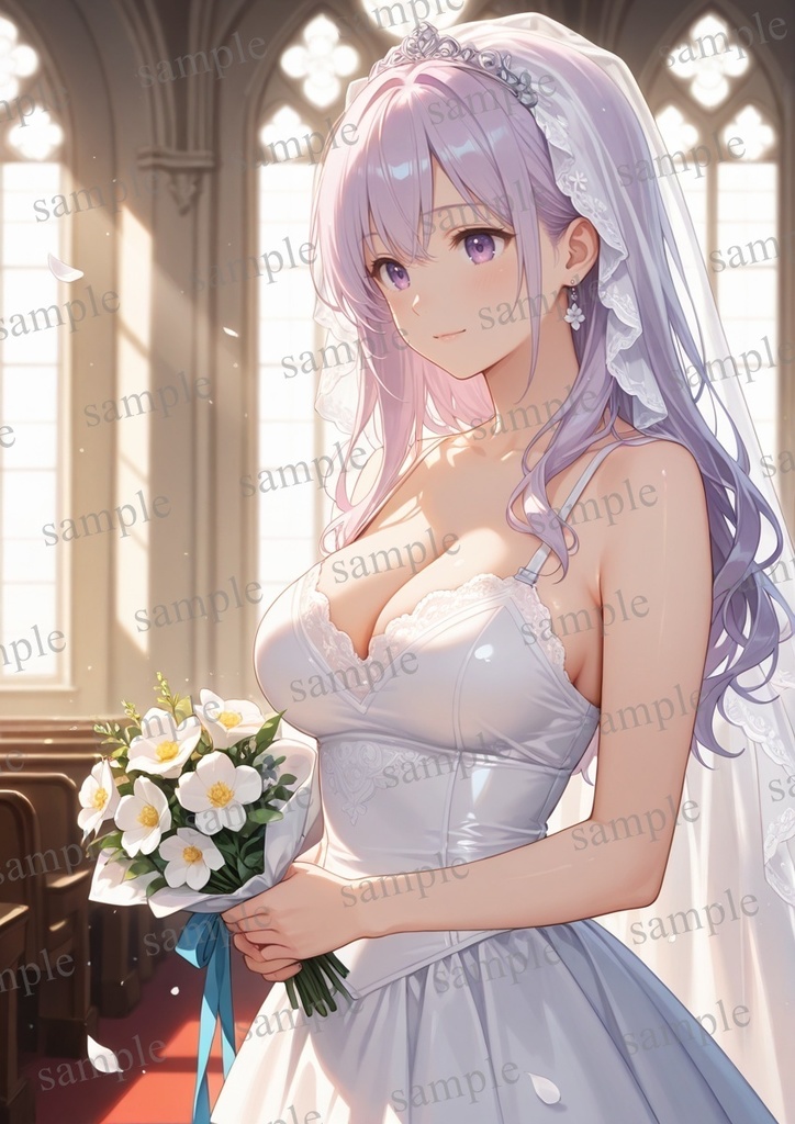 【10枚セット】有栖川凛 オリジナル 美少女 AIイラスト ポスター ウエディングドレス