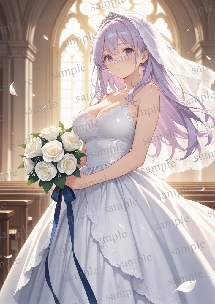 【10枚セット】有栖川凛 オリジナル 美少女 AIイラスト ポスター ウエディングドレス