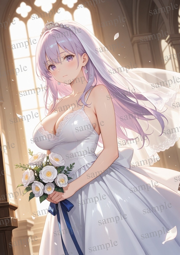 【10枚セット】有栖川凛 オリジナル 美少女 AIイラスト ポスター ウエディングドレス