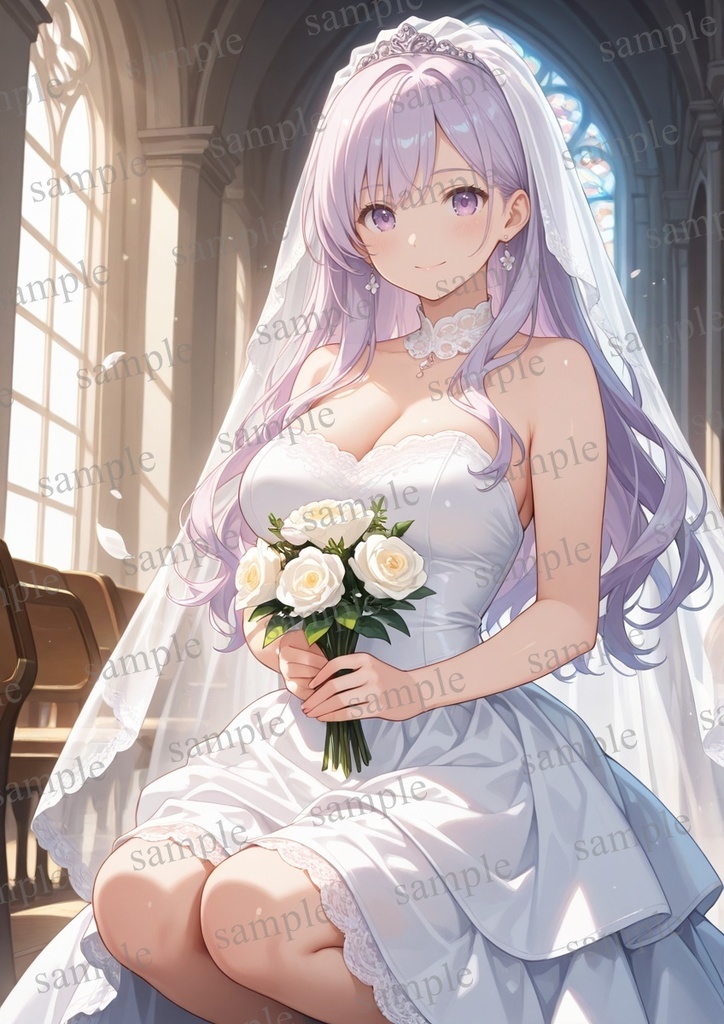 【10枚セット】有栖川凛 オリジナル 美少女 AIイラスト ポスター ウエディングドレス