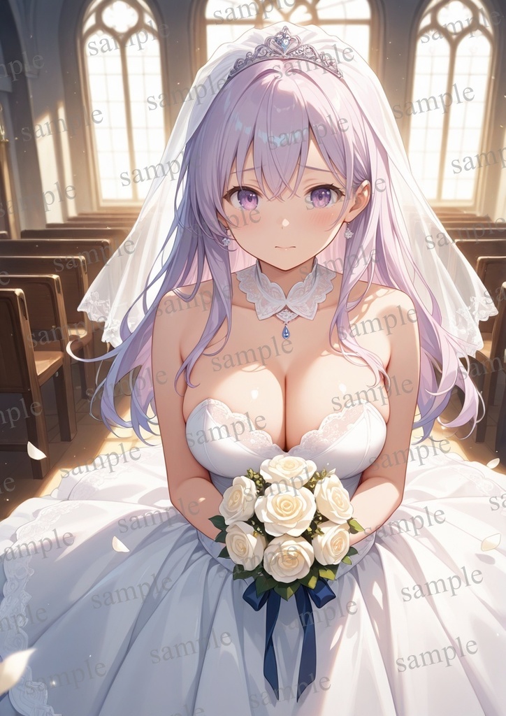 【10枚セット】有栖川凛 オリジナル 美少女 AIイラスト ポスター ウエディングドレス