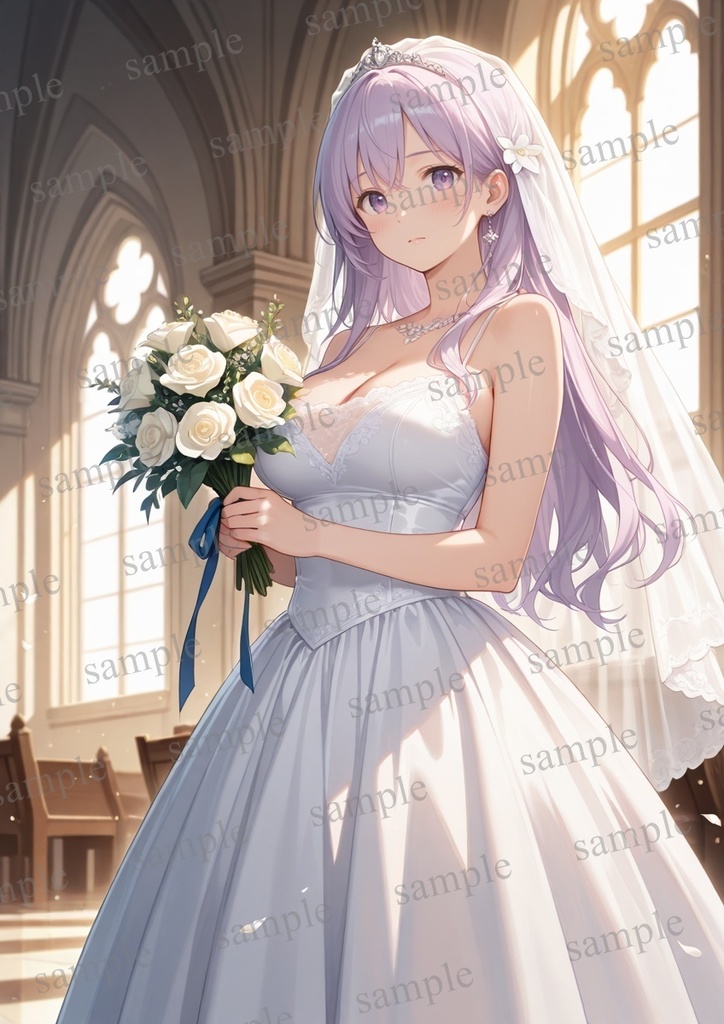 【10枚セット】有栖川凛 オリジナル 美少女 AIイラスト ポスター ウエディングドレス