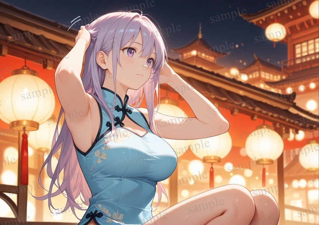 【10枚セット】有栖川凛 オリジナル 美少女 AIイラスト ポスター チャイナドレス