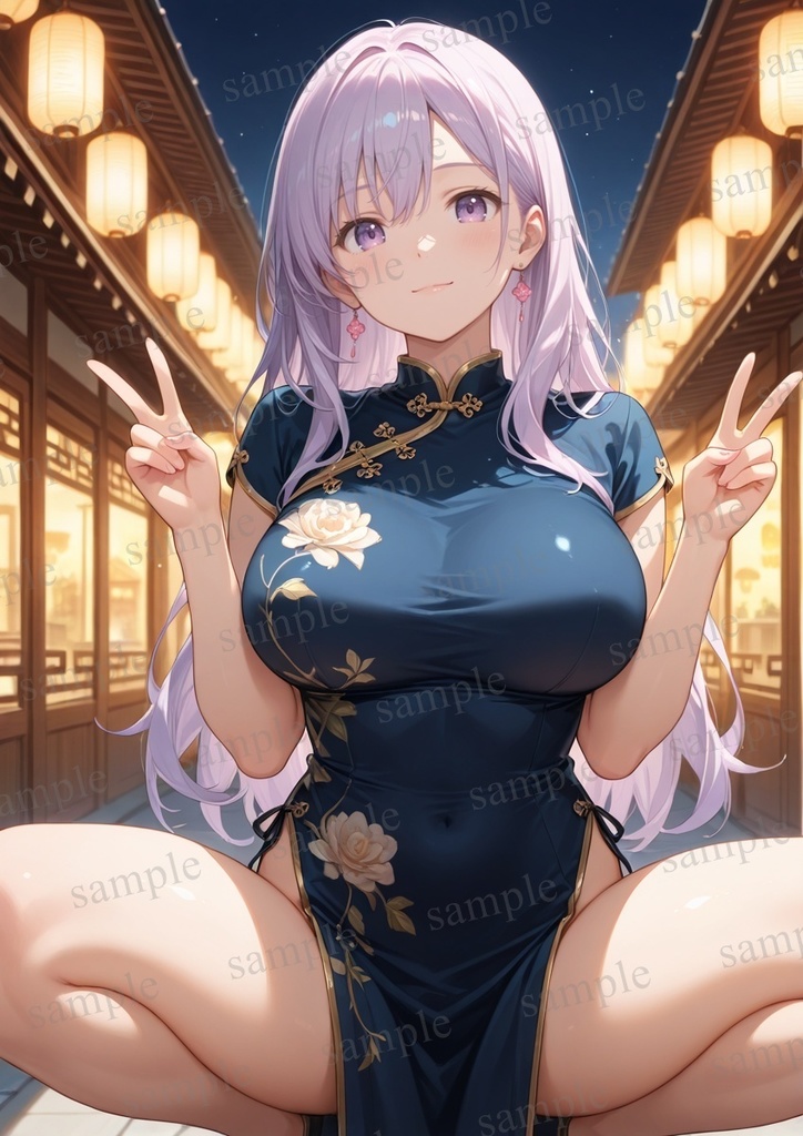 【10枚セット】有栖川凛 オリジナル 美少女 AIイラスト ポスター チャイナドレス