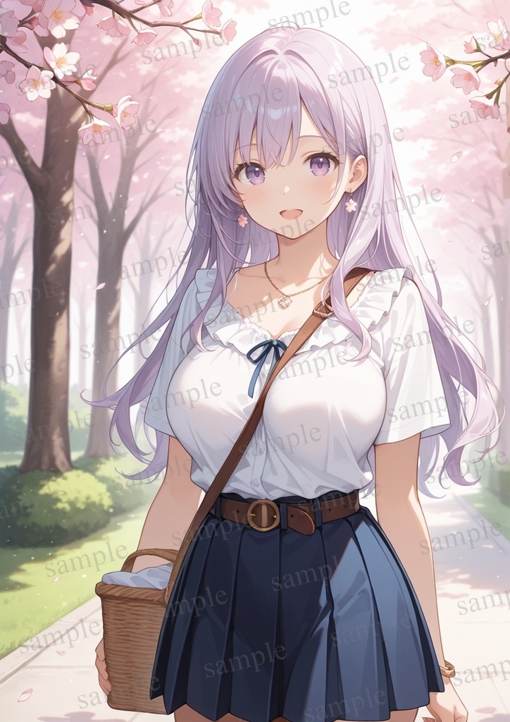 【10枚セット】有栖川凛 オリジナル 美少女 AIイラスト ポスター お花見 桜 さくら