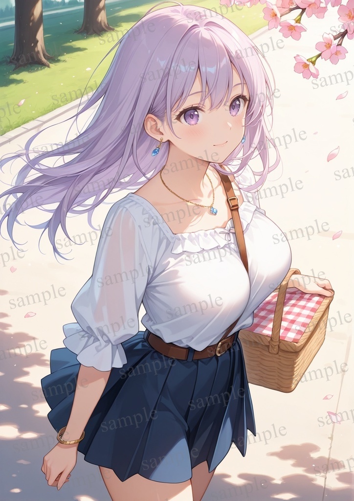 【10枚セット】有栖川凛 オリジナル 美少女 AIイラスト ポスター お花見 桜 さくら