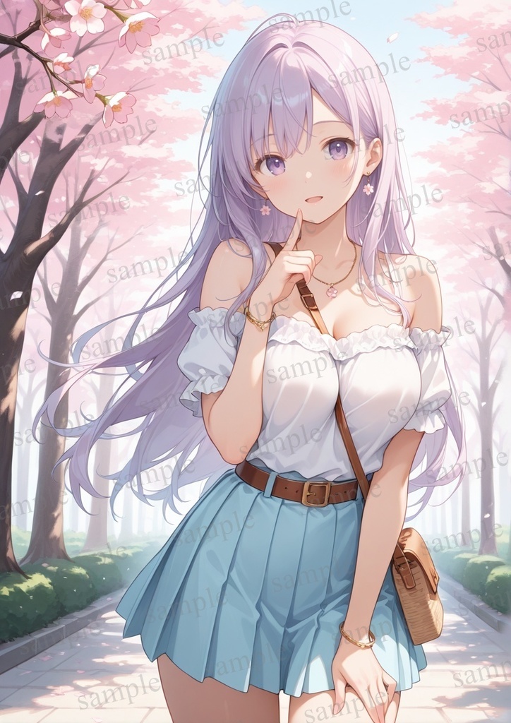 【10枚セット】有栖川凛 オリジナル 美少女 AIイラスト ポスター お花見 桜 さくら