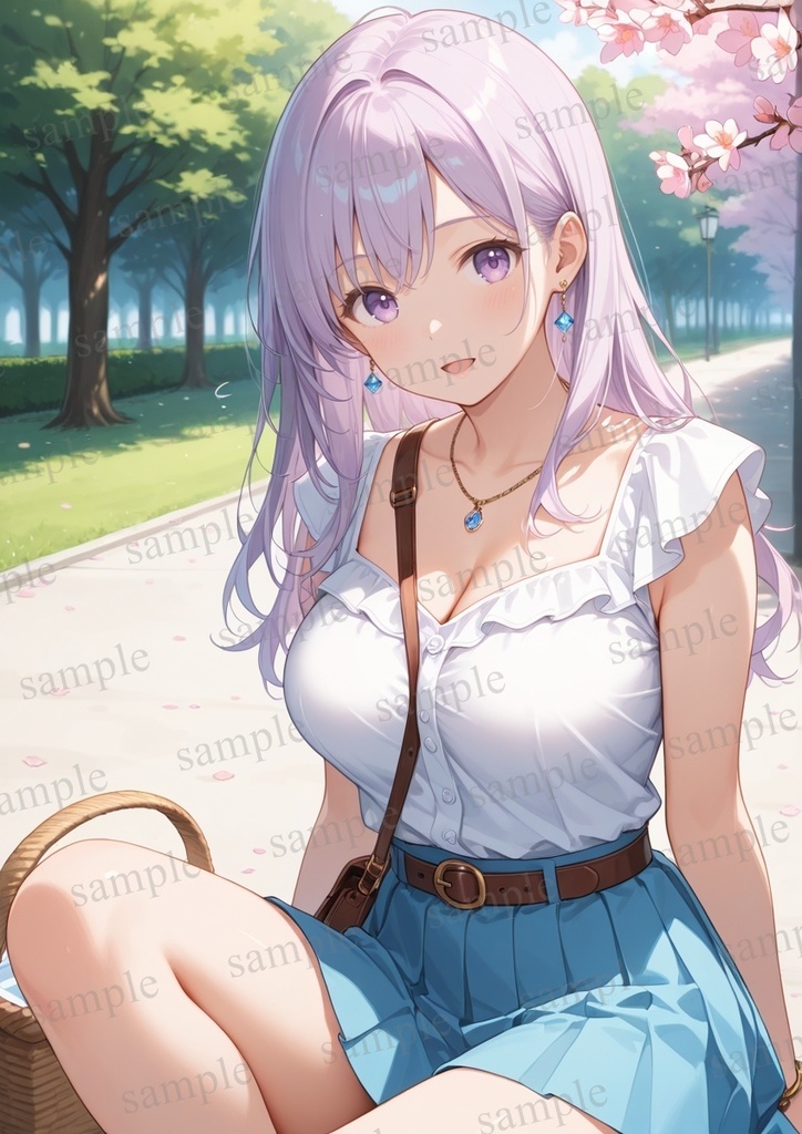 【10枚セット】有栖川凛 オリジナル 美少女 AIイラスト ポスター お花見 桜 さくら