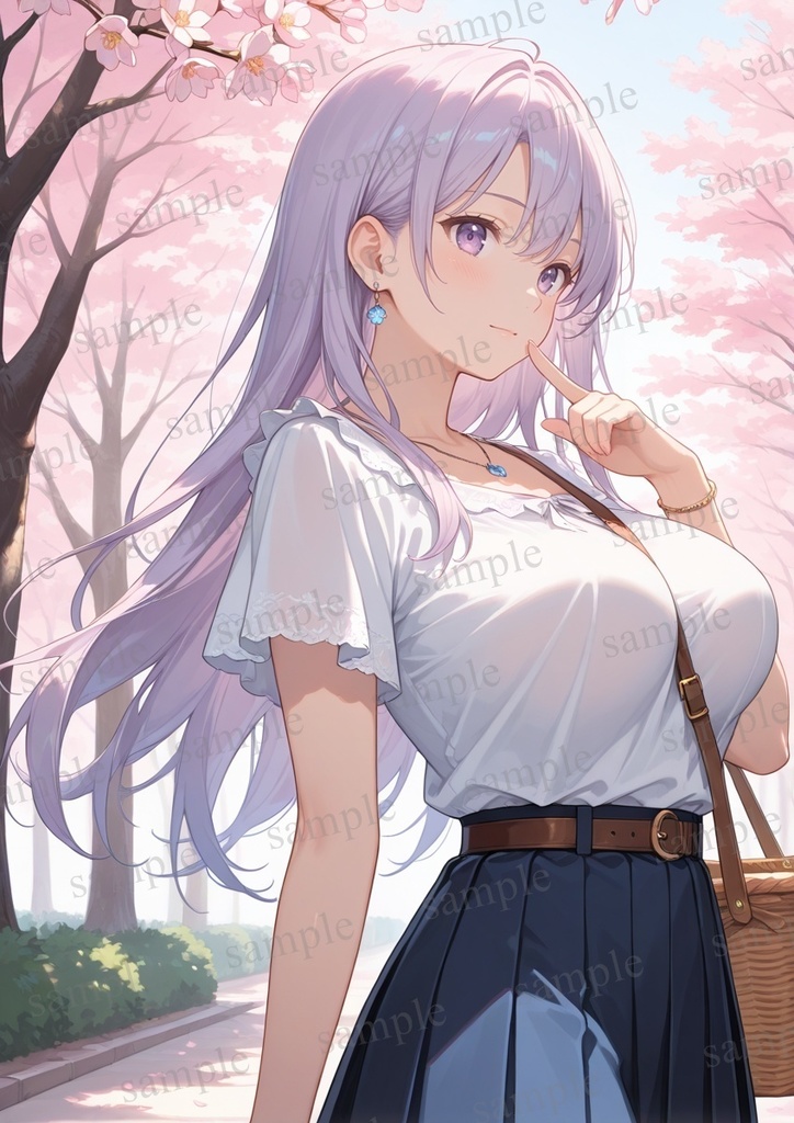 【10枚セット】有栖川凛 オリジナル 美少女 AIイラスト ポスター お花見 桜 さくら