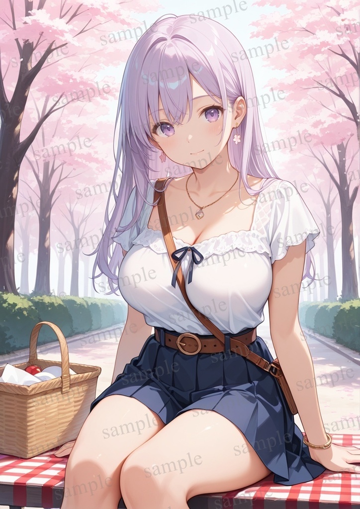 【10枚セット】有栖川凛 オリジナル 美少女 AIイラスト ポスター お花見 桜 さくら