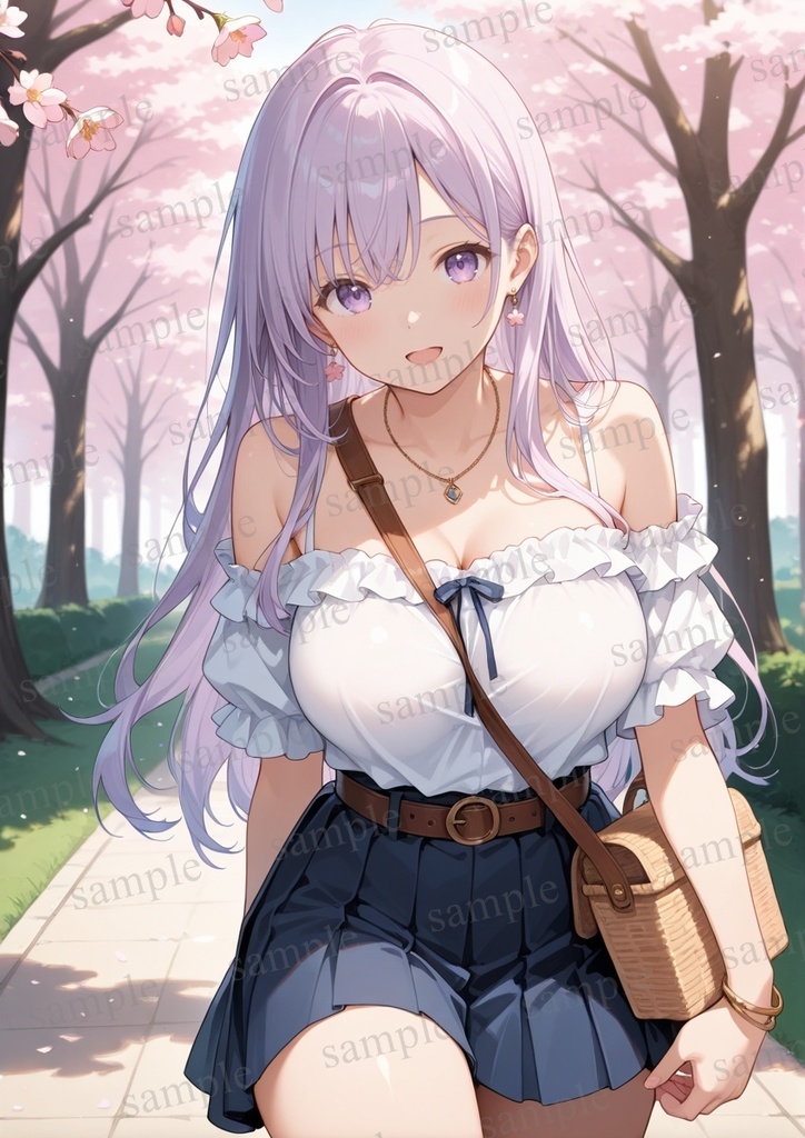 【10枚セット】有栖川凛 オリジナル 美少女 AIイラスト ポスター お花見 桜 さくら