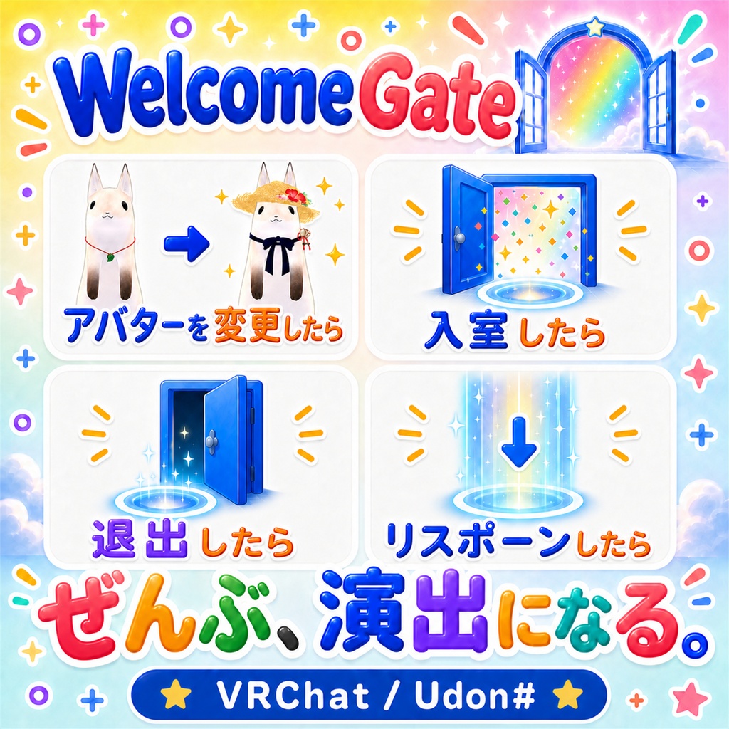 ✨【期間限定セール】✨ 今日はあなたが主役！着替えたらお祝いが出るよ【WelcomeGate】入退室・着替えの演出ギミック