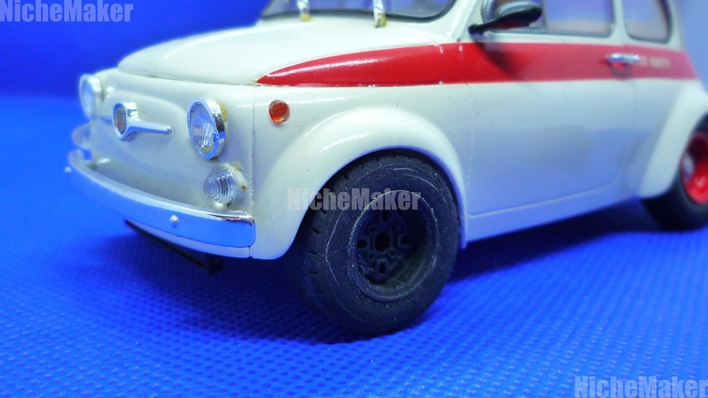 1/24 ハセガワ N360 改造用 10インチ 深リム鉄ホイール&レーシングスリック 他車流用可能