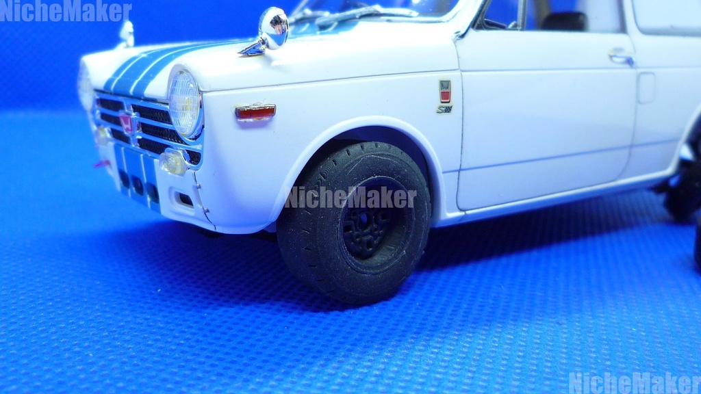 1/24 ハセガワ N360 改造用 10インチ 深リム鉄ホイール&レーシングスリック 他車流用可能