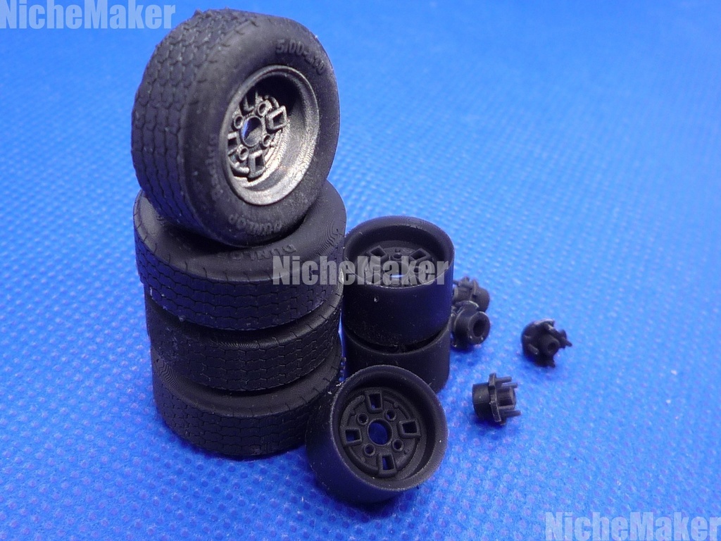 1/24 ハセガワ　N360　改造用　10インチ　深リム鉄ホイール＆レーシングダンロップ　他車流用可能