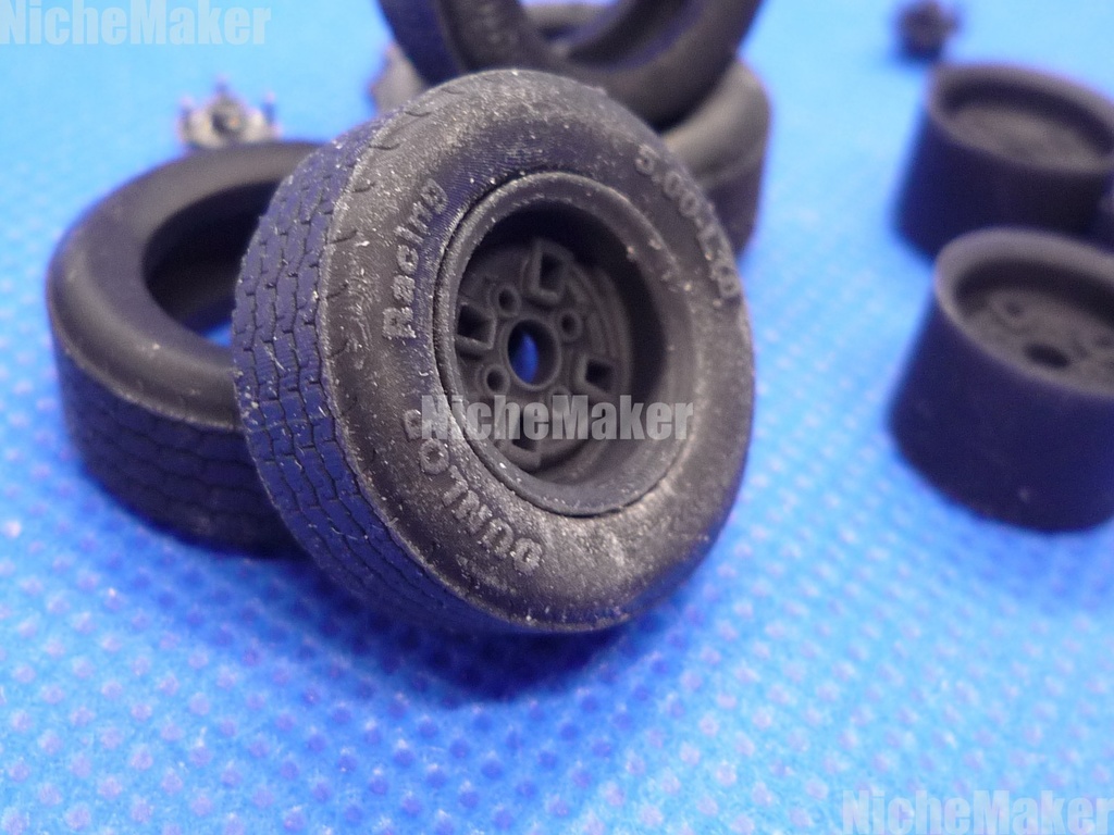 1/24 ハセガワ N360 改造用 10インチ 深リム鉄ホイール&レーシングダンロップ 他車流用可能