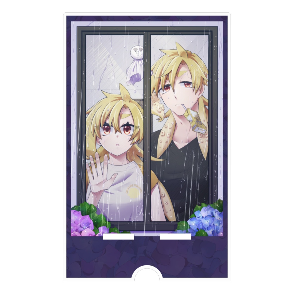 うちの子梅雨イラストスマホスタンド