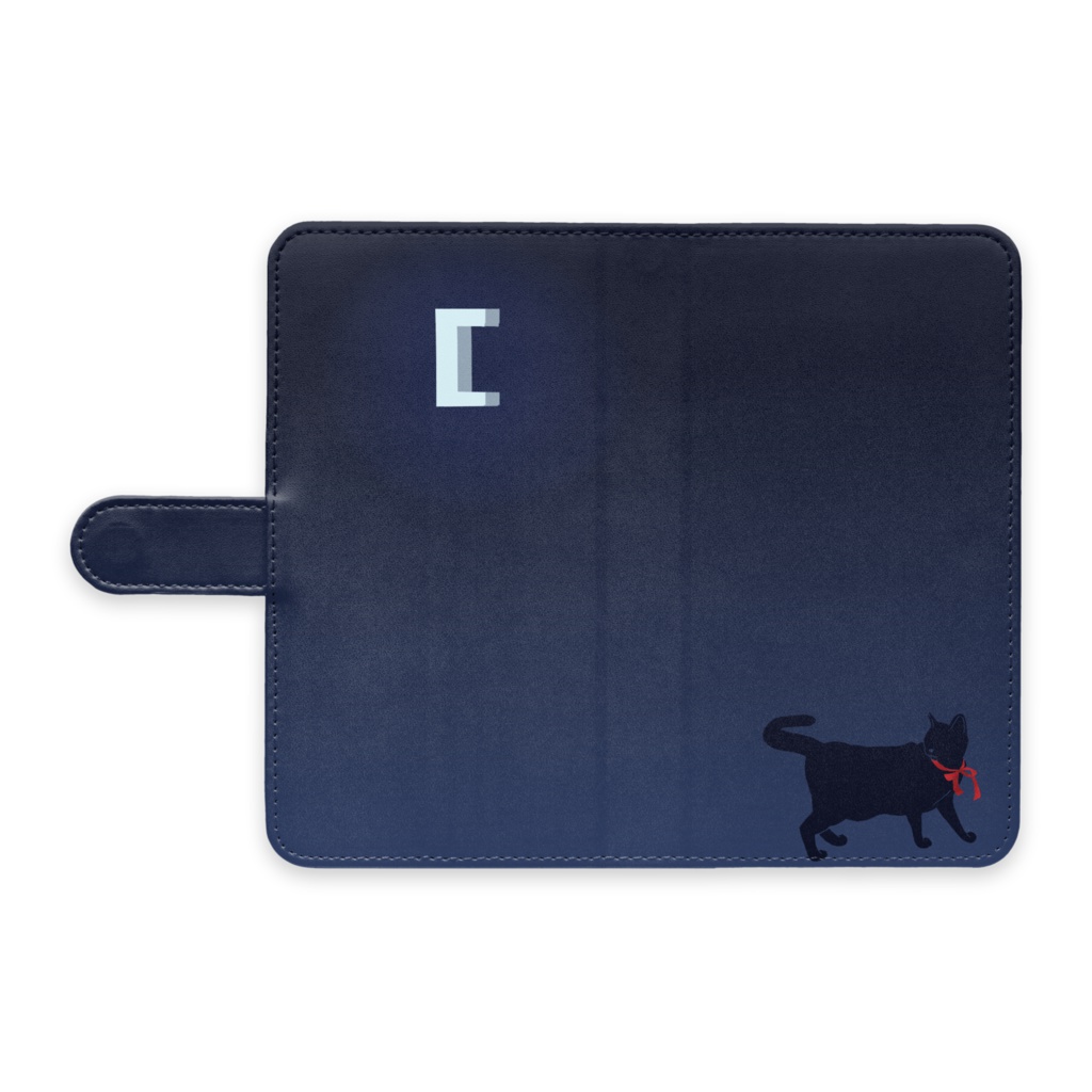 猫シルエット 手帳型Androidケース - L -