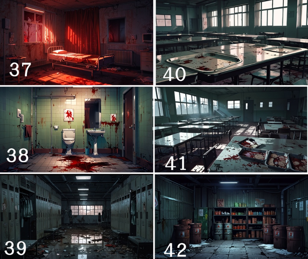 ホラー背景素材集|廃病院46枚パック(差分あり)