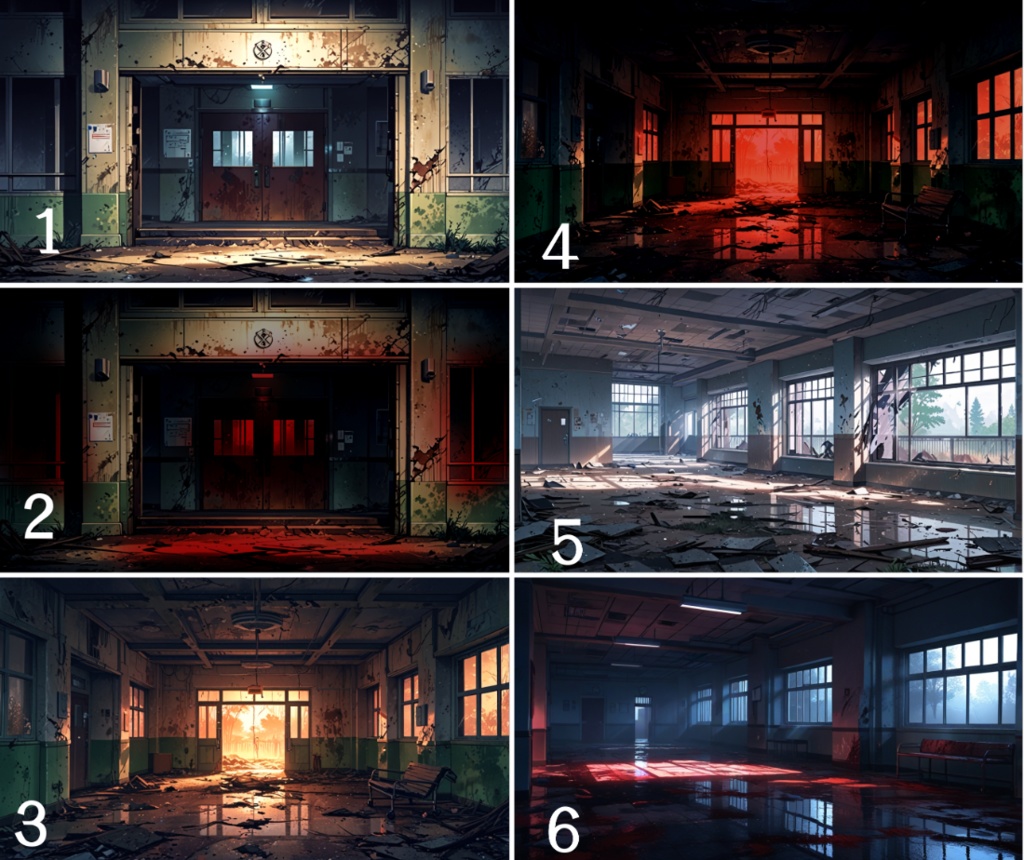 ホラー背景素材集|廃病院46枚パック(差分あり)