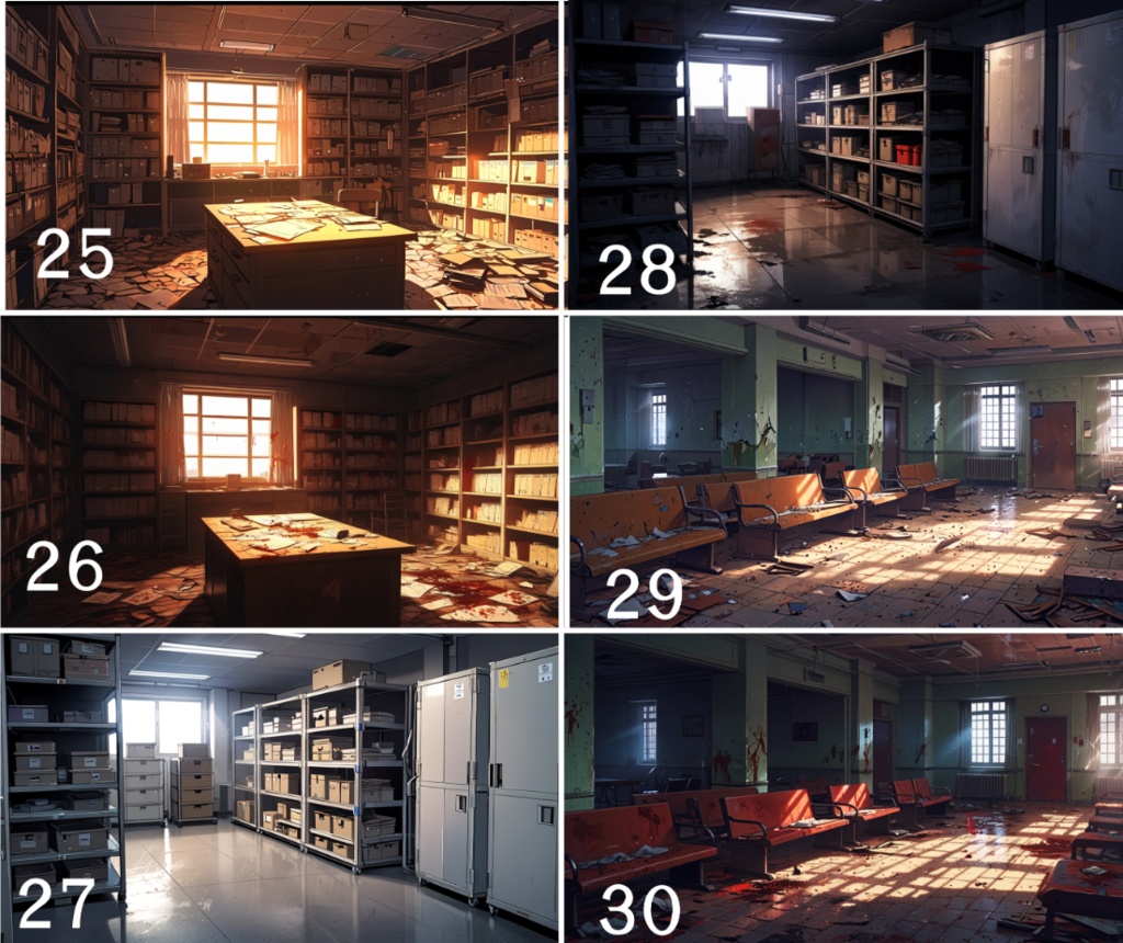 ホラー背景素材集|廃病院46枚パック(差分あり)