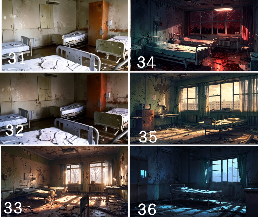 ホラー背景素材集|廃病院46枚パック(差分あり)