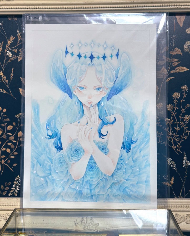 原画「蒼のドレス」額縁無