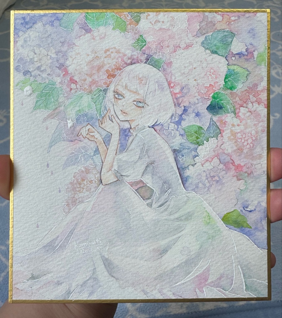 1/4色紙「あじさい」
