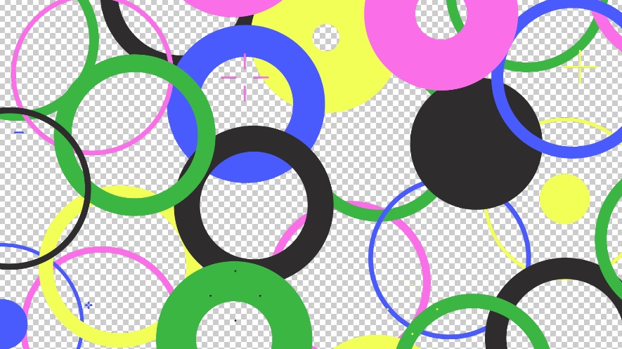 【無料サンプル】カラフルな円で埋まる感じのトランジション