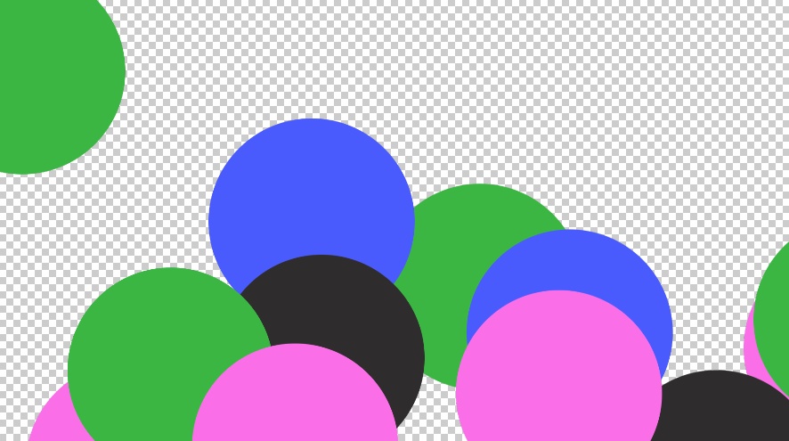 【無料サンプル】カラフルな円で埋まる感じのトランジション