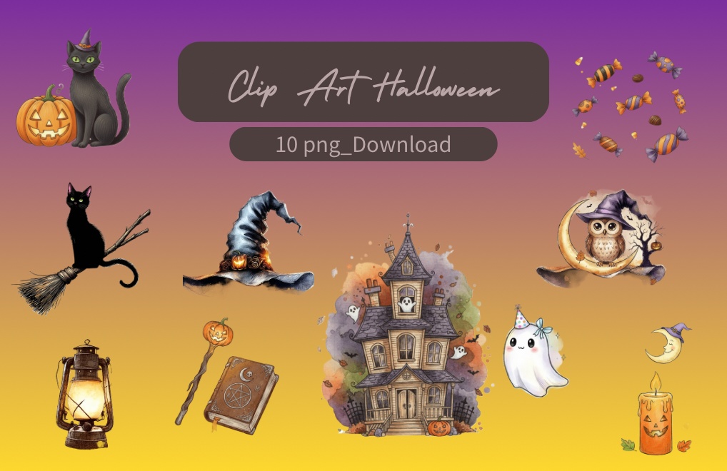 ハロウィン_クリップアートセット10点セット｜Atelier_ami