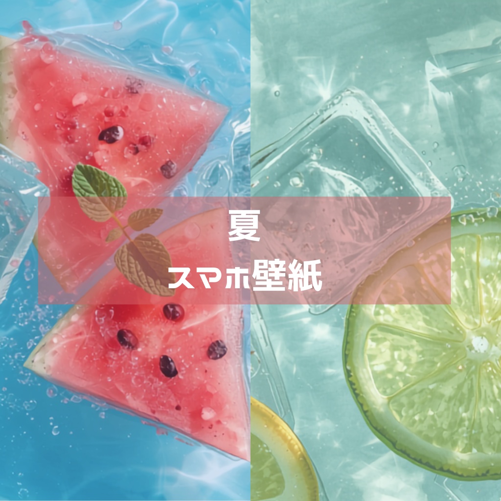 【スマホ壁紙2種セット】ひんやりジューシーな夏フルーツの待ち受け画面（ロック画面・ホーム画面）