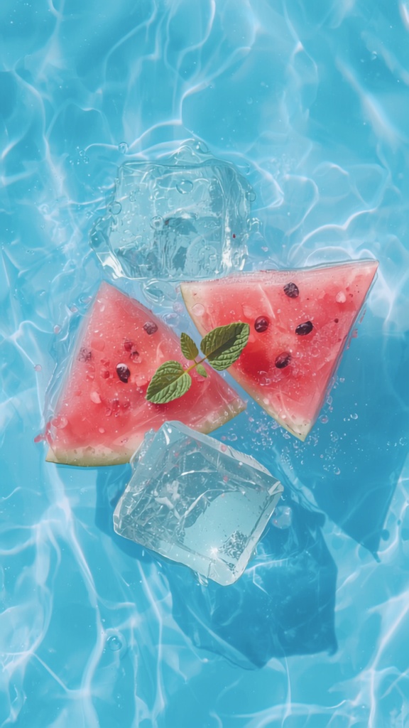 【スマホ壁紙2種セット】ひんやりジューシーな夏フルーツの待ち受け画面(ロック画面・ホーム画面)
